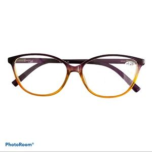 1.25 Reading Glasses Purple Oversize Cat Eye Frame Yellow Bettie Page